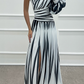 AURORA | ELEGANT STRIPED DRESS WITH ONE SHOULDER