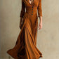 ELOWENNA | ELEGANT BUTTON-FRONT COLLAR DRESS WITH 7/8 SLEEVE
