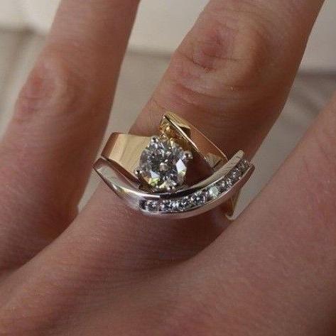 IRREGULAR GOLD & SILVER ZIRCONIA RING
