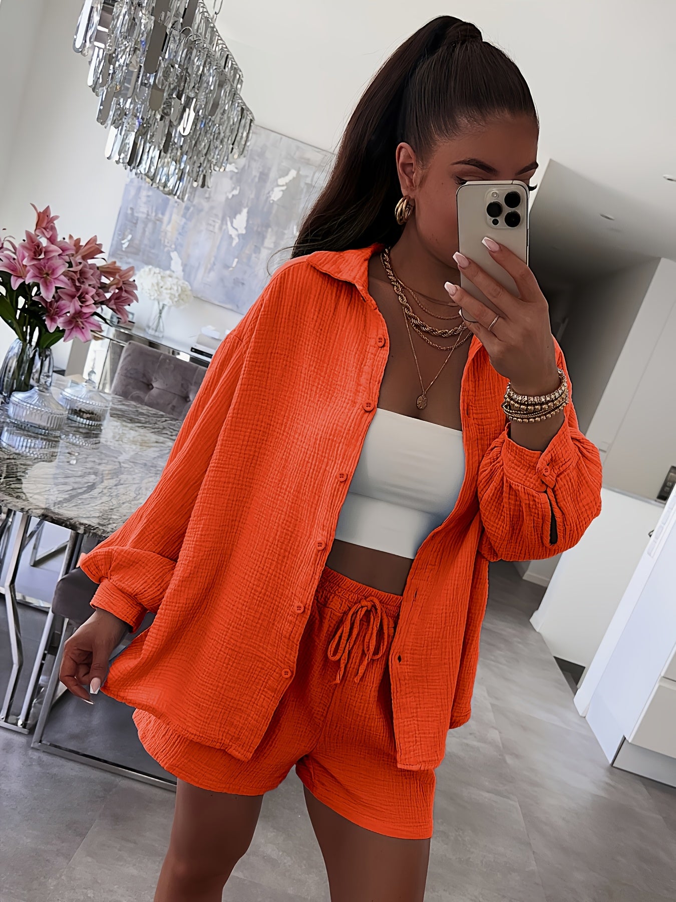 Women’s Cotton 2-Piece Lounge Set – Shirt & Shorts