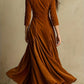 ELOWENNA | ELEGANT BUTTON-FRONT COLLAR DRESS WITH 7/8 SLEEVE