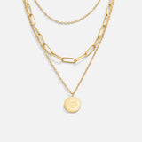 Elfriede – Double-Layer Gold Necklace with Detailed Coin Pendant