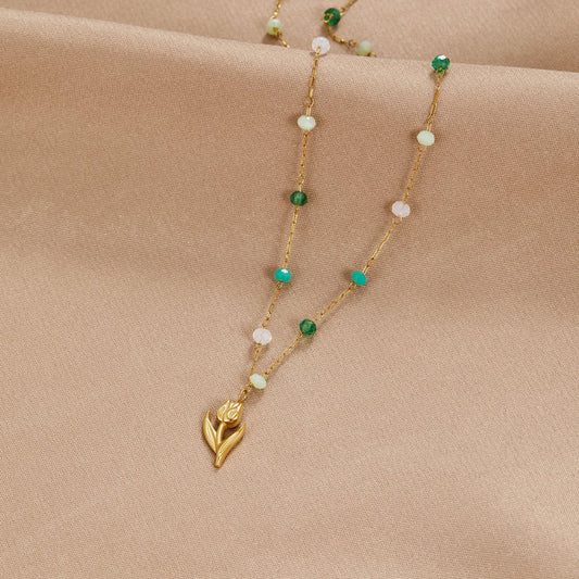 Loreta – Collana dorata con placche strutturate