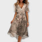 ISOIDE | FLORAL V-NECK WRAP MIDI DRESS