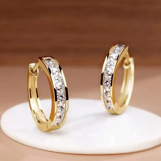 CRYSTAL & GOLD HOOP EARRINGS