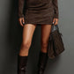 VESPOR VINTAGE TURTLENECK SUEDE MINI DRESS