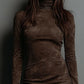 VESPOR VINTAGE TURTLENECK SUEDE MINI DRESS
