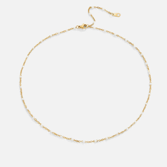 Sabina – Collana girocollo in oro fino con mini-perle.