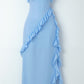 SOLANDRA | PROM DRESS WITH RUFFLE AND SLIT MAXI