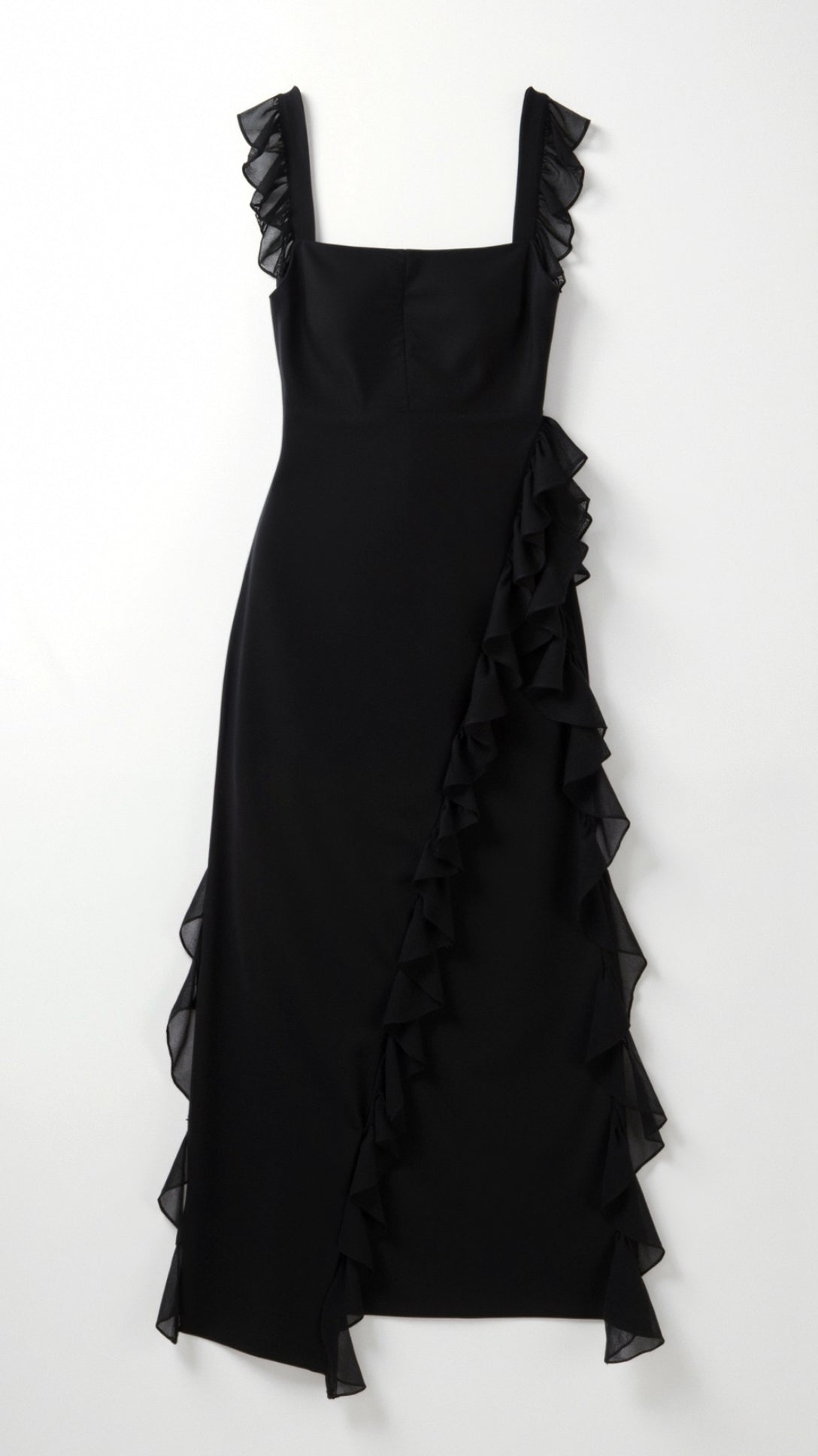 SOLANDRA | PROM DRESS WITH RUFFLE AND SLIT MAXI