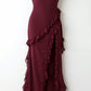 SOLANDRA | PROM DRESS WITH RUFFLE AND SLIT MAXI