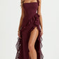 SOLANDRA | PROM DRESS WITH RUFFLE AND SLIT MAXI