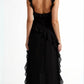 SOLANDRA | PROM DRESS WITH RUFFLE AND SLIT MAXI