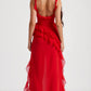 SOLANDRA | PROM DRESS WITH RUFFLE AND SLIT MAXI