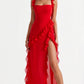 SOLANDRA | PROM DRESS WITH RUFFLE AND SLIT MAXI