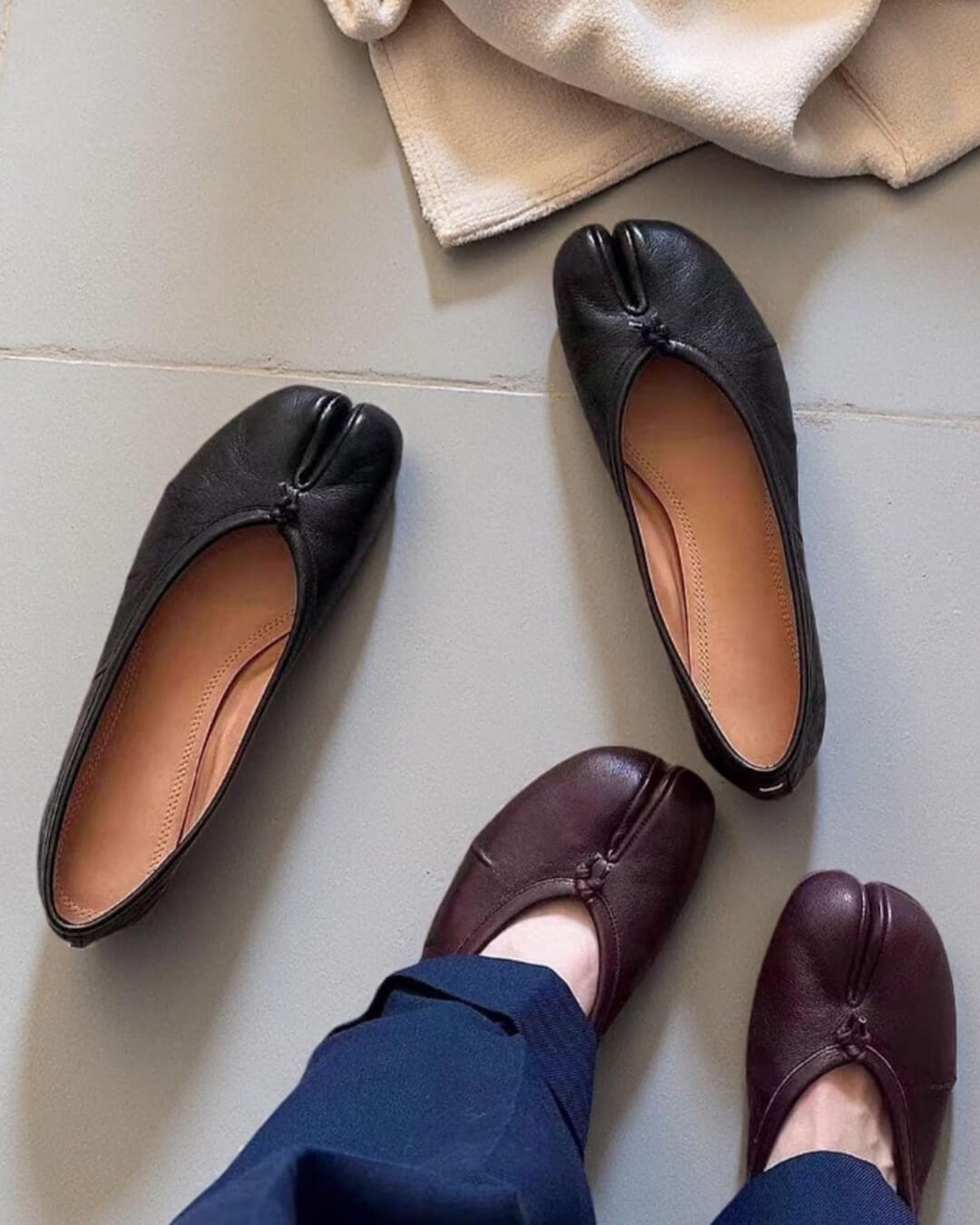 ABIGAIL | Tabi Split Toe Ballet Flats | Vegan Leather Ballerinas