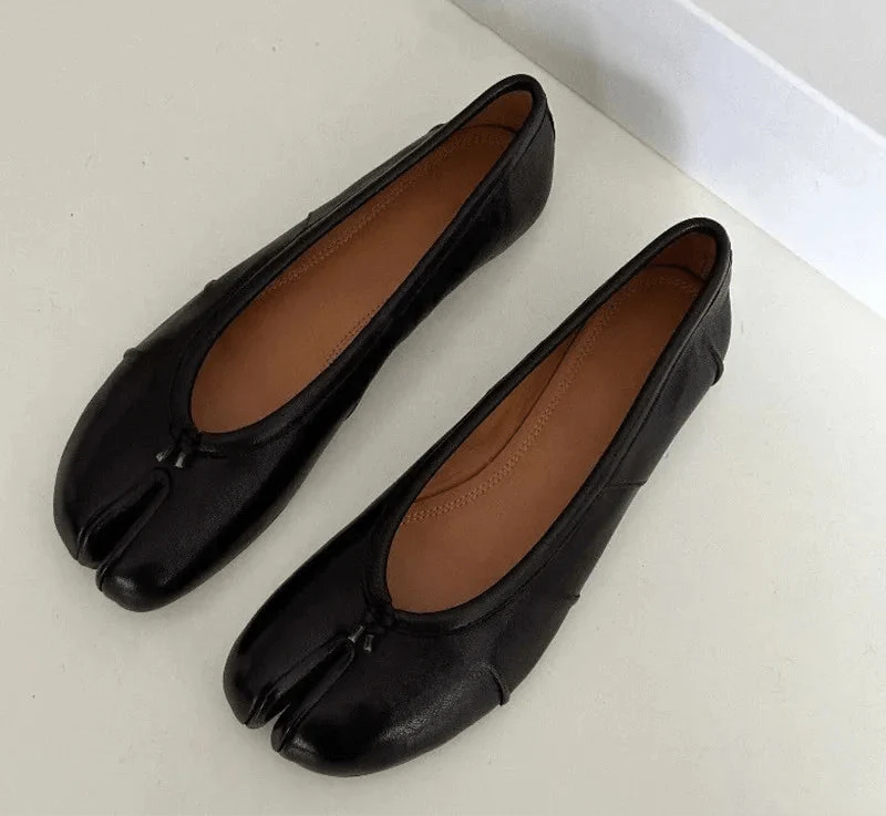 ABIGAIL | Tabi Split Toe Ballet Flats | Vegan Leather Ballerinas