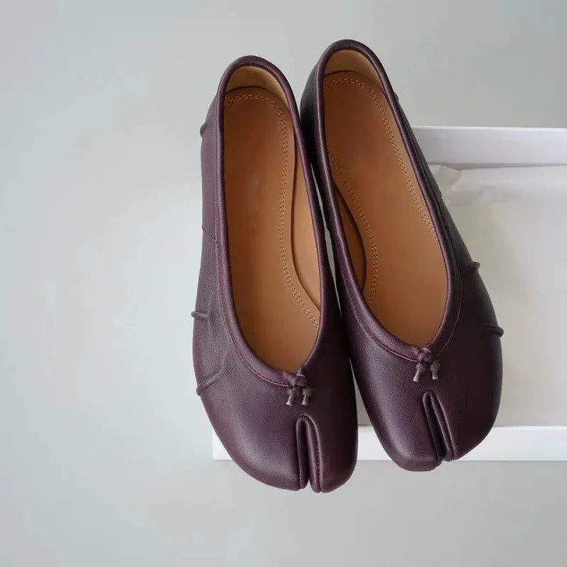 ABIGAIL | Tabi Split Toe Ballet Flats | Vegan Leather Ballerinas