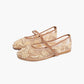JULIANA | Pearl Embroidered Mesh Flats | Beaded Flat Shoes Women