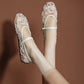 JULIANA | Pearl Embroidered Mesh Flats | Beaded Flat Shoes Women