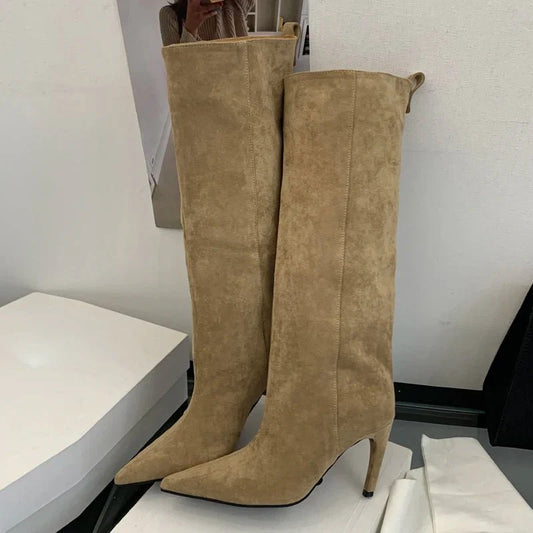 KARYL | Stiletto Knee High Boots | Pointed Toe Tall Boots Women