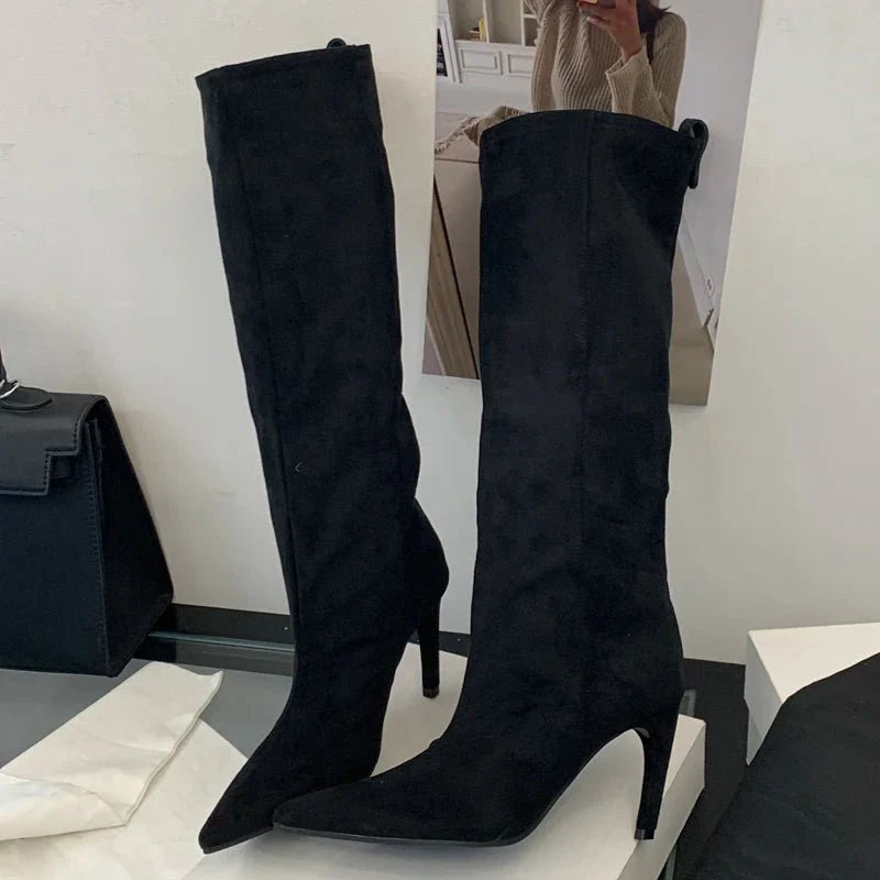 KARYL | Stiletto Knee High Boots | Pointed Toe Tall Boots Women