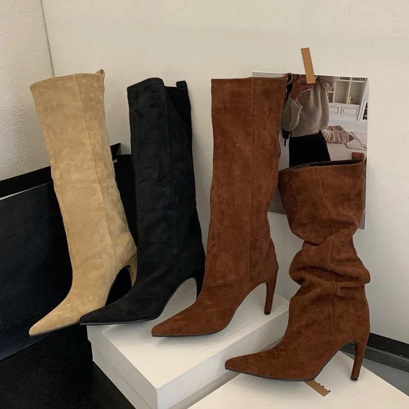 KARYL | Stiletto Knee High Boots | Pointed Toe Tall Boots Women