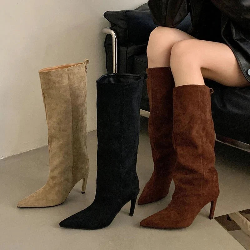 KARYL | Stiletto Knee High Boots | Pointed Toe Tall Boots Women