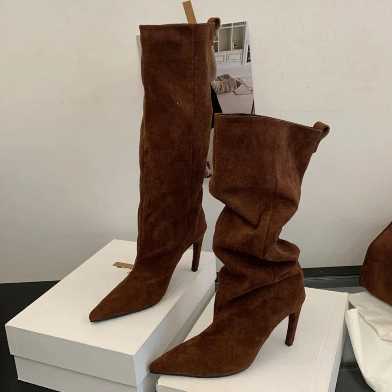 KARYL | Stiletto Knee High Boots | Pointed Toe Tall Boots Women