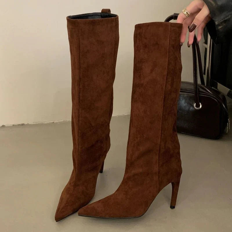 KARYL | Stiletto Knee High Boots | Pointed Toe Tall Boots Women