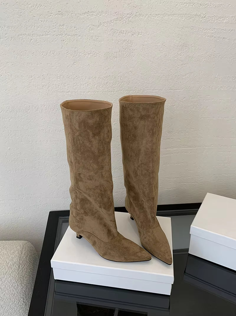 MADISON | Kitten Heel Knee High Boots | Comfortable Tall Boots Women