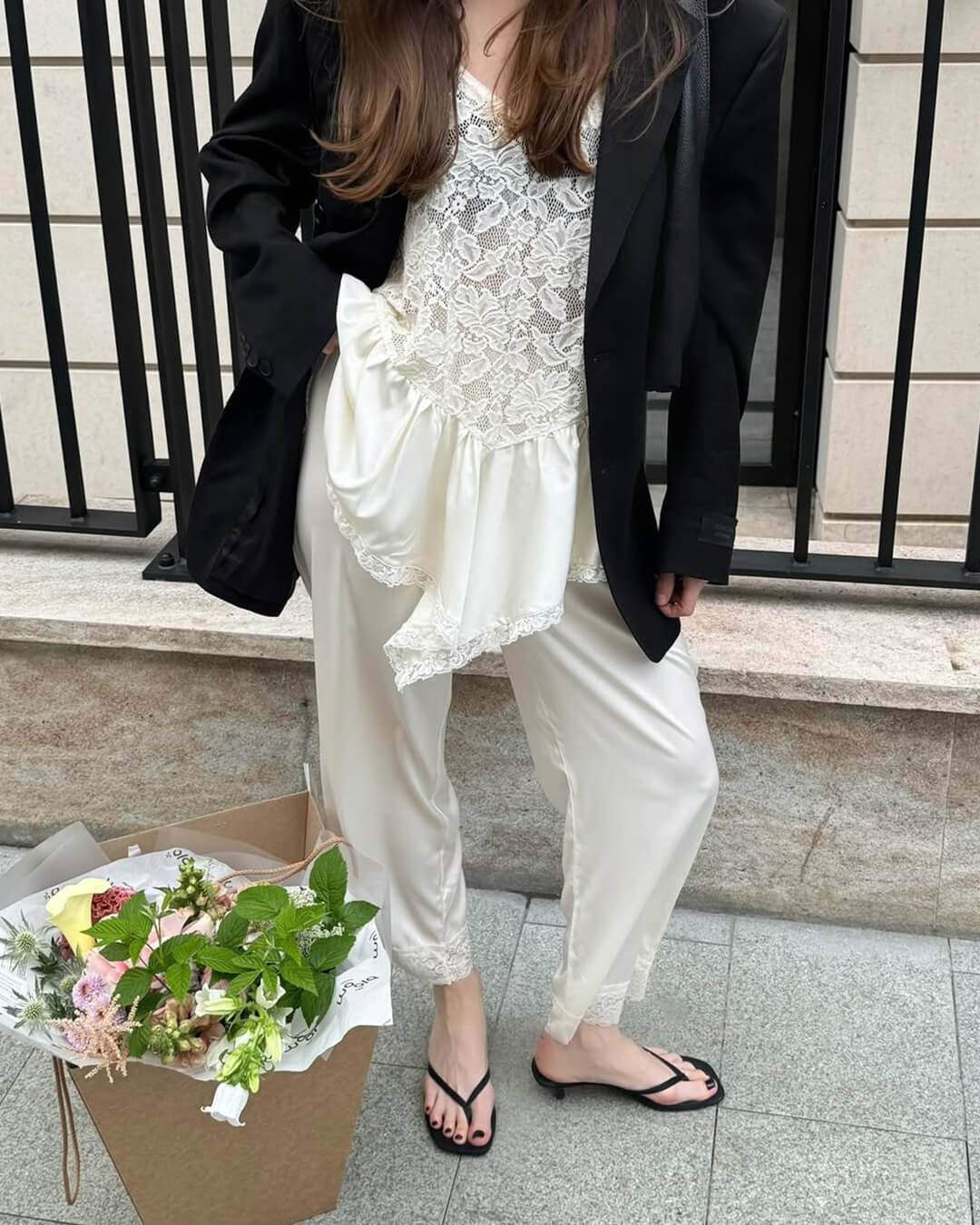 NAMIE | Suede Kitten Heels | Thong Strap Low Heel Shoes Women
