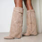 RACHELLE | Suede Heeled Boots | Buckle Cuff Ankle Boots Women