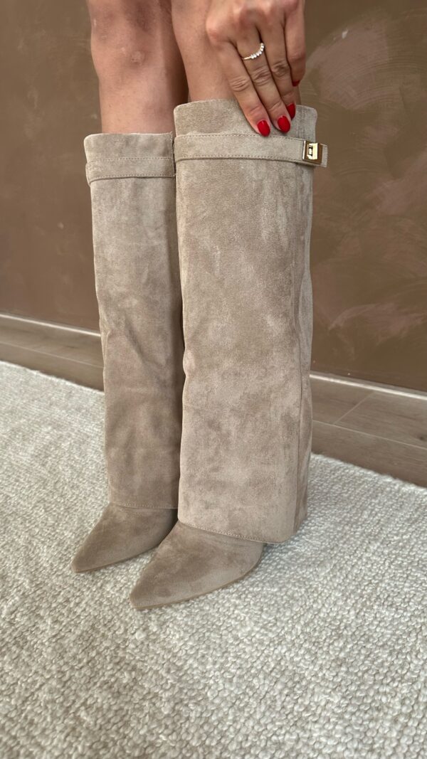 RACHELLE | Suede Heeled Boots | Buckle Cuff Ankle Boots Women