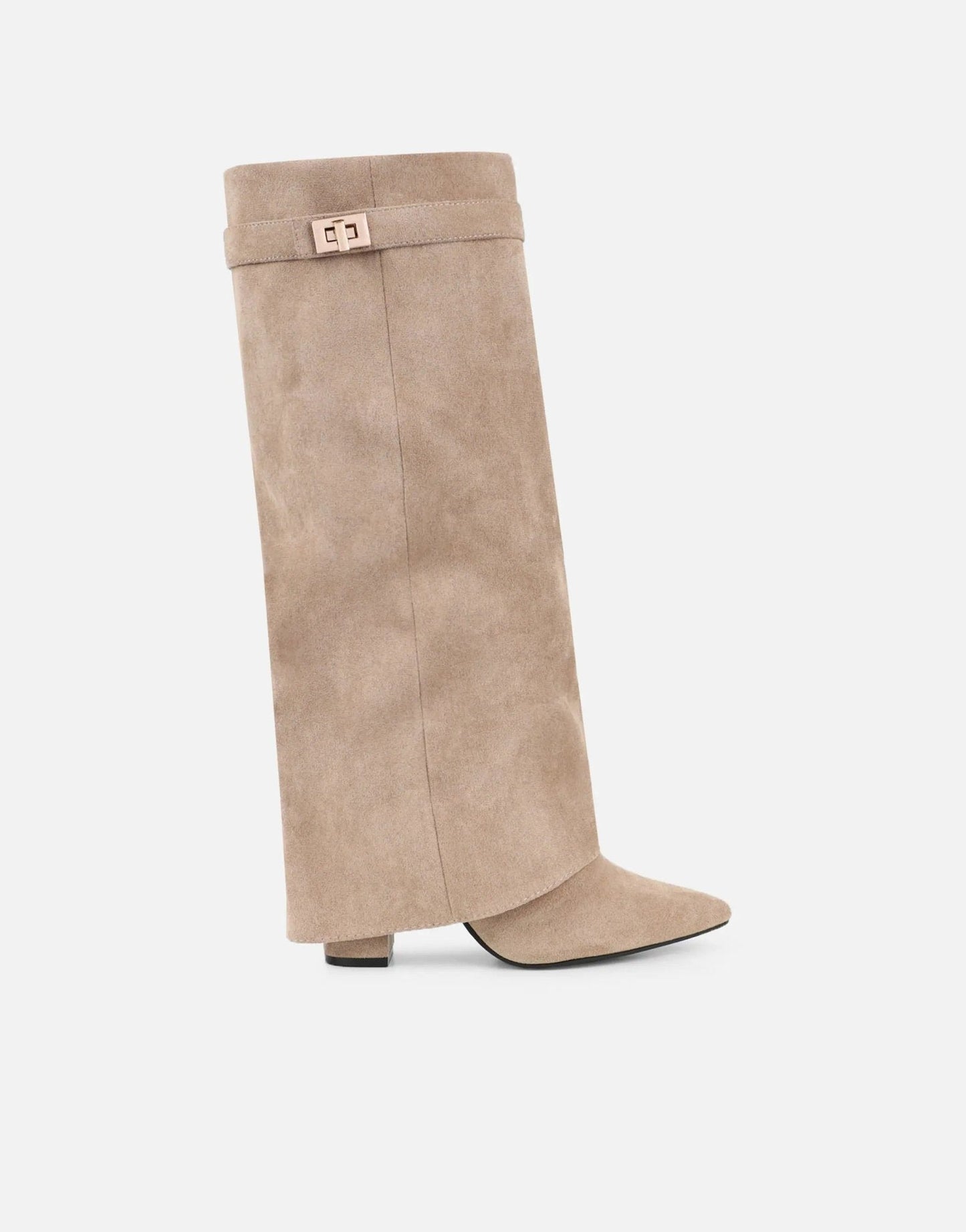RACHELLE | Suede Heeled Boots | Buckle Cuff Ankle Boots Women