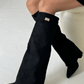RACHELLE | Suede Heeled Boots | Buckle Cuff Ankle Boots Women