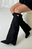 RACHELLE | Suede Heeled Boots | Buckle Cuff Ankle Boots Women