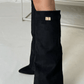 RACHELLE | Suede Heeled Boots | Buckle Cuff Ankle Boots Women