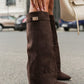 RACHELLE | Suede Heeled Boots | Buckle Cuff Ankle Boots Women