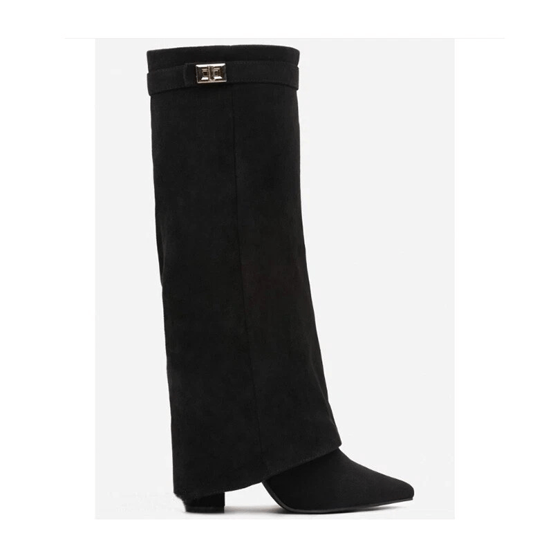 RACHELLE | Suede Heeled Boots | Buckle Cuff Ankle Boots Women