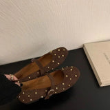 ROWENA | Square Toe Suede Flats | Slip-On Flat Shoes Women