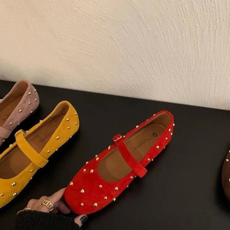 ROWENA | Square Toe Suede Flats | Slip-On Flat Shoes Women