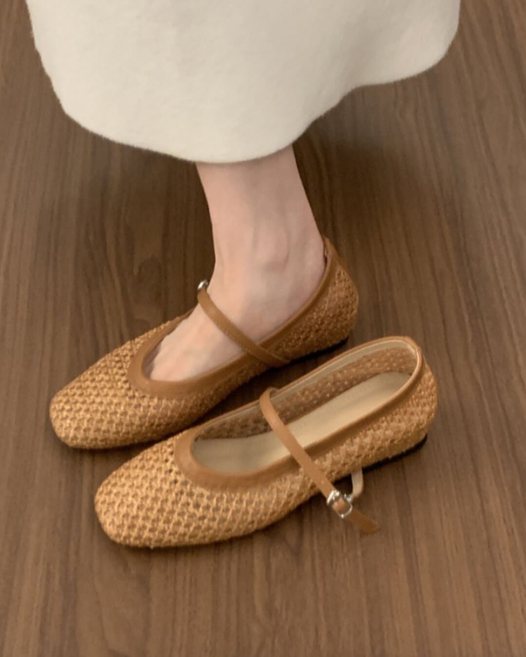 SABRINA | Mesh Ballet Flats | Buckle Strap Ballerinas Women