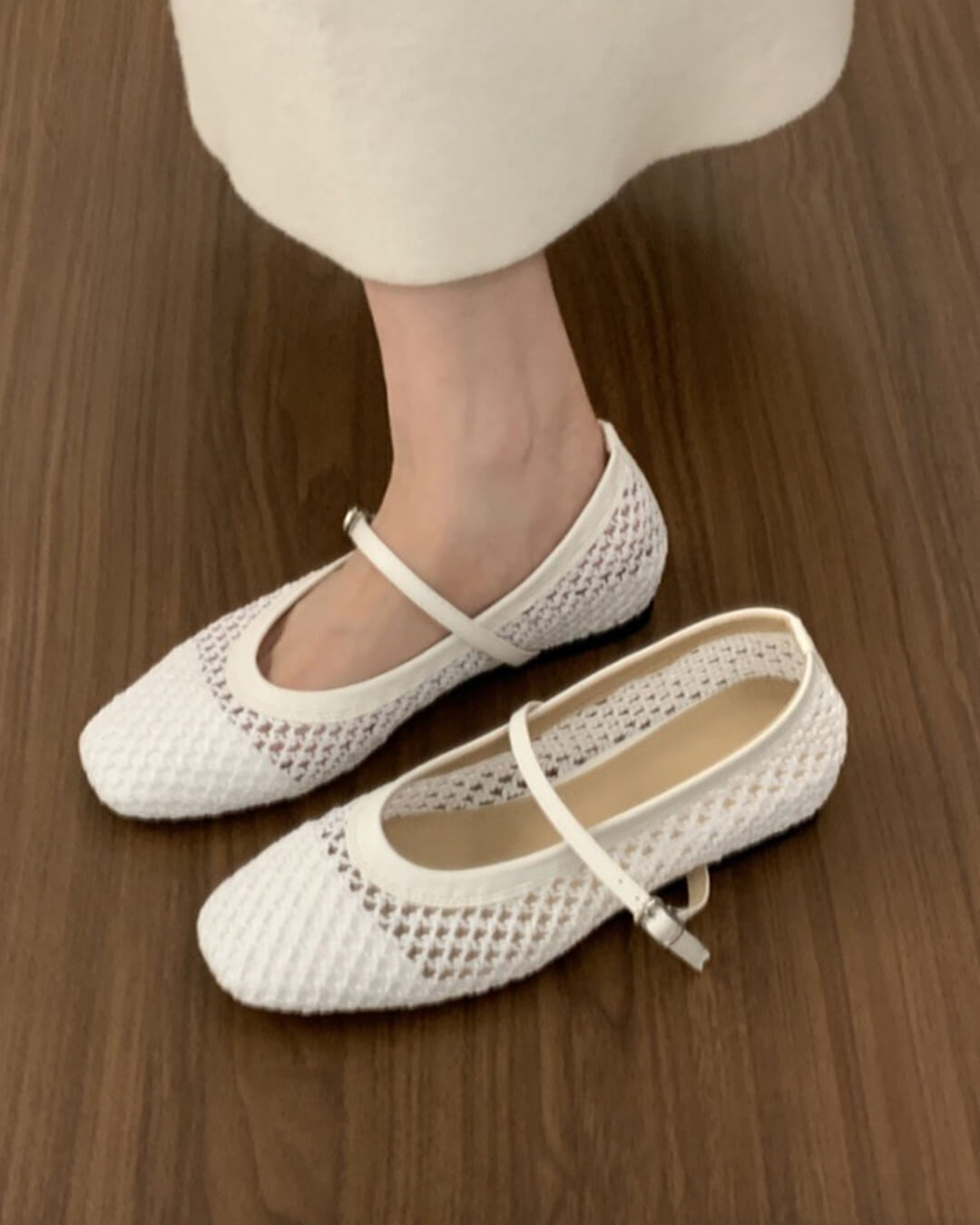 SABRINA | Mesh Ballet Flats | Buckle Strap Ballerinas Women