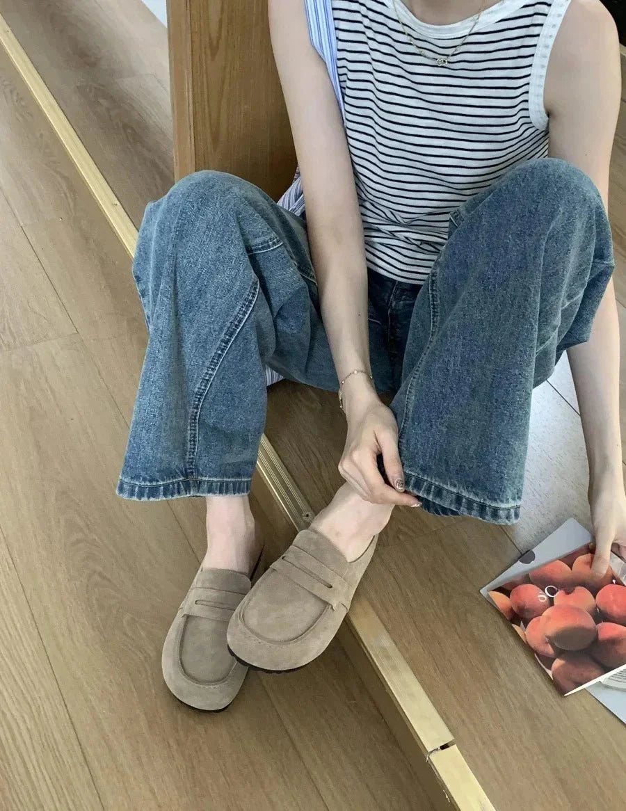 CATHY | Slip-On Mule Loafers | Flat Backless Shoes Women